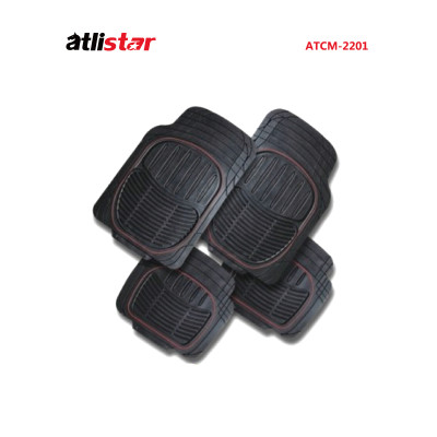 ATCM-2201 Easy Clean Universal 4 Pcs Colorful Black  Custom Rubber Car  Mats