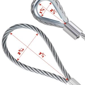 Single Leg Wire Rope Sling 1.6t/3500Lbs Rated Load 8.2 Feet Length, 1/2
