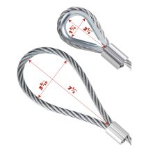 Single Leg Wire Rope Sling 1.6t/3500Lbs Rated Load 8.2 Feet Length, 1/2