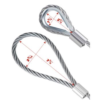 Single Leg Wire Rope Sling 1.6t/3500Lbs Rated Load 8.2 Feet Length, 1/2