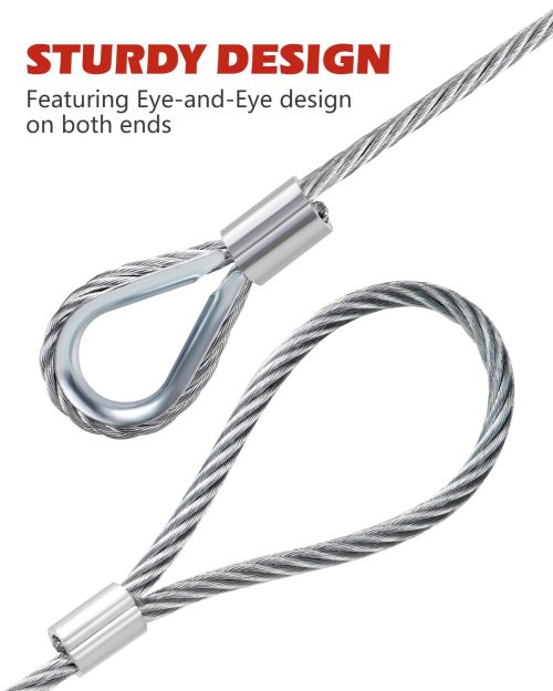 Single Leg Wire Rope Sling 1.6t/3500Lbs Rated Load 8.2 Feet Length, 1/2" Diameter, with 3/8" - 1/2" Sliding Choker Hook WLL 1.6t