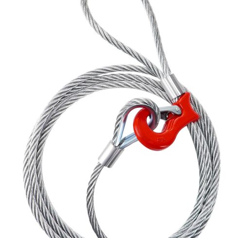 Single Leg Wire Rope Sling 1.6t/3500Lbs Rated Load 8.2 Feet Length, 1/2" Diameter, with 3/8" - 1/2" Sliding Choker Hook WLL 1.6t