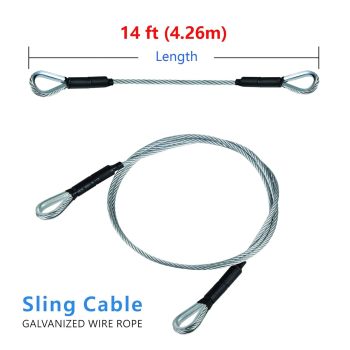 Single Leg Wire Rope Sling 1.6t/3500Lbs Rated Load 8.2 Feet Length, 1/2