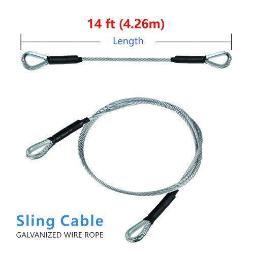 Single Leg Wire Rope Sling 1.6t/3500Lbs Rated Load 8.2 Feet Length, 1/2" Diameter, with 3/8" - 1/2" Sliding Choker Hook WLL 1.6t