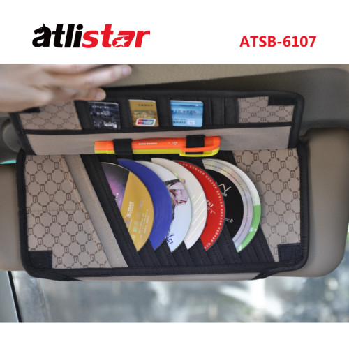 ATSB-6107 Wholesale Car visor Storage Bag Card Clip Large Capacity Car Sun Visor Qrganizer
