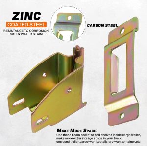 E-Track Wood Beam Brackets Socket Fittings with E-Track Single Slot Tie-Down Anchor Strap,E Track Accessories Cargo Storage Lumber Bracket Truck ,Van, RV, Cargo Tie-Down Systems,ETrack Tiedowns
