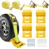 Wheel Chock Tie Down Kit 1500LBS for Trailer & Pickup Trucks - ATV, RZR, Lawn Mower, UTV Tie Down Straps -Heavy Duty Trailer Tire Straps System (2-Wheel Set)