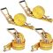 4Pack Heavy Duty Ratchet Straps, 2Inch 20Ft Tie Down Straps with Double J Hook, 4400 LBS Break Strength Cargo Ratchet Straps for Moving and Securing Cargo Lawn Equipment and Motorcycles