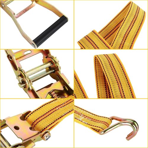 4Pack Heavy Duty Ratchet Straps, 2Inch 20Ft Tie Down Straps with Double J Hook, 4400 LBS Break Strength Cargo Ratchet Straps for Moving and Securing Cargo Lawn Equipment and Motorcycles