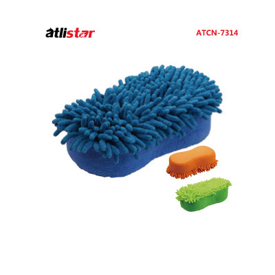 ATLI Car Wash Sponge –  Chenille&Towel Cloth Sponge  – Durable & Effective Car Cleaning Supplies ATCN-7314