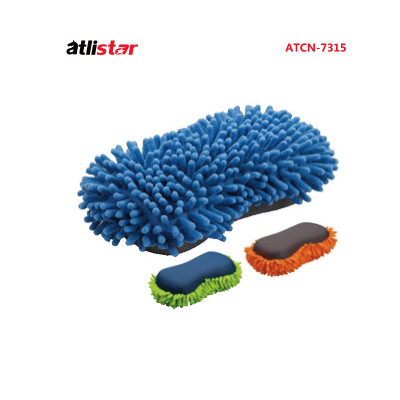 ATLI Car Wash Sponge –Chenille&Towel Cloth Sponge  – Durable & Effective Car Cleaning Supplies ATCN-7315