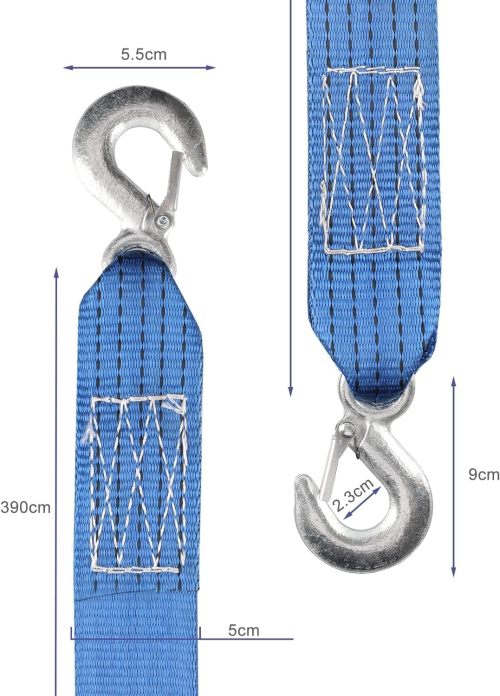 Heavy Duty Nylon Tow Strap with Hooks, 2Pack 2Inch x 13Ft Recovery Rope 10,000LB Heavy Duty Towing Rope for Towing Vehicles in Roadside Emergency,Blue