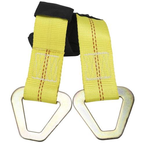 4 Pack of 24 x 2" Axle Strap with Protective Sleeve and D-Ring for Securing Car Transport (Yellow)