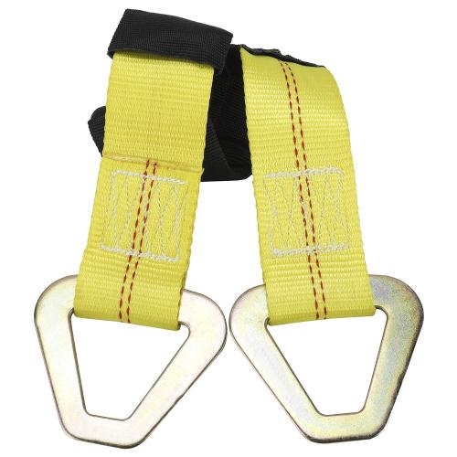 4 Pack of 24 x 2" Axle Strap with Protective Sleeve and D-Ring for Securing Car Transport (Yellow)