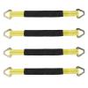 4 Pack of 24 x 2" Axle Strap with Protective Sleeve and D-Ring for Securing Car Transport (Yellow)