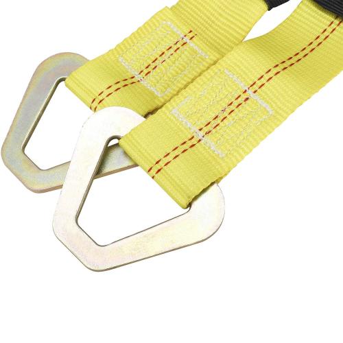 4 Pack of 24 x 2" Axle Strap with Protective Sleeve and D-Ring for Securing Car Transport (Yellow)