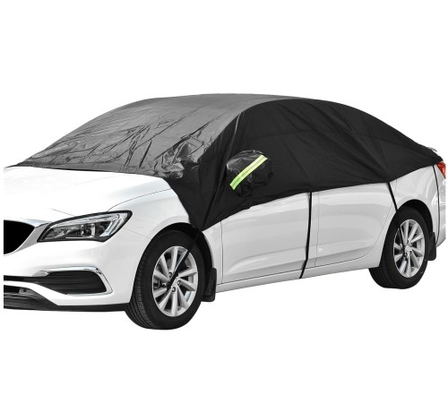 Windshield Cover for Ice and Snow Top with Reflective Straps Half Car Cover