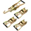 Ratchet Tie Down Buckle with Long Single Hook, 4Pack 2" Tie-Down Ratchet Straps Finger J-Hooks, Cargo Truck Security