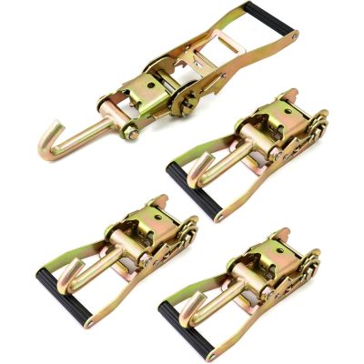 Ratchet Tie Down Buckle with Long Single Hook, 4Pack 2