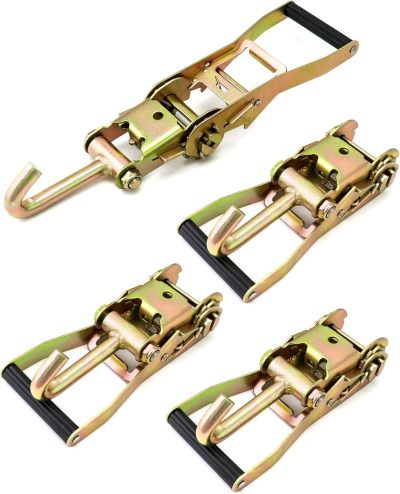 Ratchet Tie Down Buckle with Long Single Hook, 4Pack 2