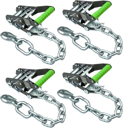 Chain Anchor 2 Inch Handle 4 Pack 3,300 Pound Safe Working Load Ratchet Buckle