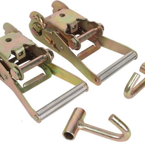 2" Ratchet Strap Handle & J Hook f Race Car Hauler Tow Dolly Tie Down Strap (2 Pack)