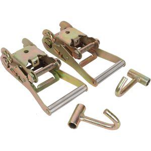 2" Ratchet Strap Handle & J Hook f Race Car Hauler Tow Dolly Tie Down Strap (2 Pack)