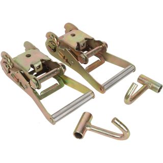 2" Ratchet Strap Handle & J Hook f Race Car Hauler Tow Dolly Tie Down Strap (2 Pack)