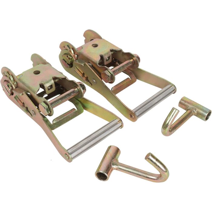 2" Ratchet Strap Handle & J Hook f Race Car Hauler Tow Dolly Tie Down Strap (2 Pack)
