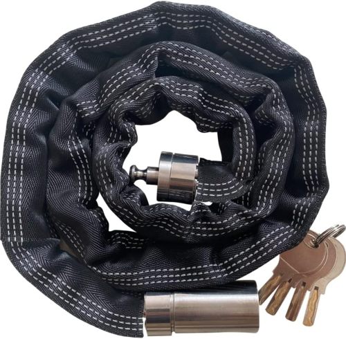 ATLI Stainless Steel Chain Lock with 4 Same Keys, Rustproof Lock and Chain, Marine Grade Lock for Bike, Moto, Scooter, Boat, Truck and Door. Anti-Theft – 110 CM Long Chain