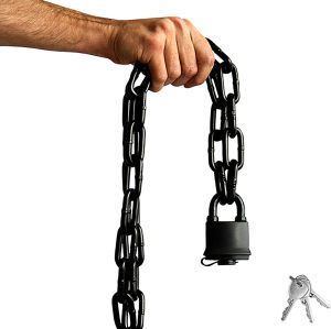 ATLI Stainless Steel Chain Lock with 4 Same Keys, Rustproof Lock and Chain, Marine Grade Lock for Bike, Moto, Scooter, Boat, Truck and Door. Anti-Theft – 110 CM Long Chain