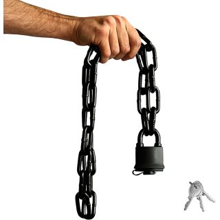 ATLI Stainless Steel Chain Lock with 4 Same Keys, Rustproof Lock and Chain, Marine Grade Lock for Bike, Moto, Scooter, Boat, Truck and Door. Anti-Theft – 110 CM Long Chain