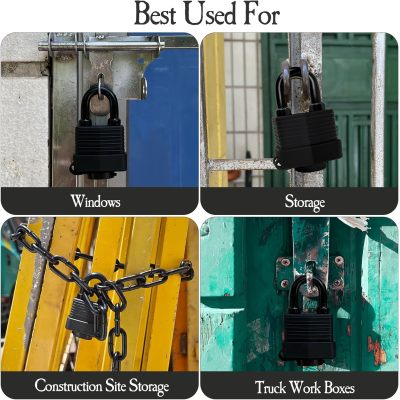 ATLI Safety Fence Chain Lock,Outdoor Waterproof Padlock with Chain,Heavy-Duty Weathproof Lock with Chain for Gate,Fence,Motorcycles,Bike (Lock with Chain)