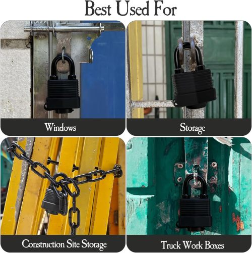 ATLI Safety Fence Chain Lock,Outdoor Waterproof Padlock with Chain,Heavy-Duty Weathproof Lock with Chain for Gate,Fence,Motorcycles,Bike (Lock with Chain)