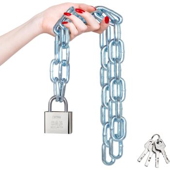 ATLI Security Chain Lock, 39 Inch Heavy Duty 8mm Chain and Lock, Galvanized Anti-Rust and Anti-Theft Chain and Padlock Chain Lock for Bike, Bicycle, Scooter, Motorcycle, Door, Gate, Fence
