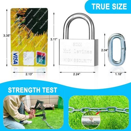 ATLI Security Chain Lock, 39 Inch Heavy Duty 8mm Chain and Lock, Galvanized Anti-Rust and Anti-Theft Chain and Padlock Chain Lock for Bike, Bicycle, Scooter, Motorcycle, Door, Gate, Fence