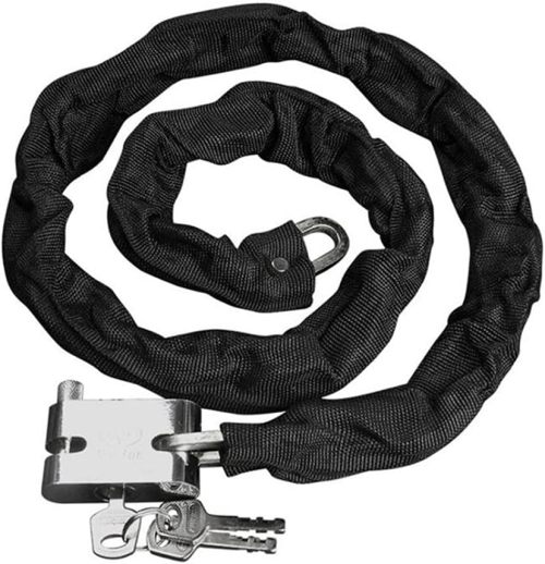 ATLI Heavy Duty Motorcycle Chain Lock, 4.3 FT, Black, Anti-Drill, Scratch-Resistant, Portable, Key Lock