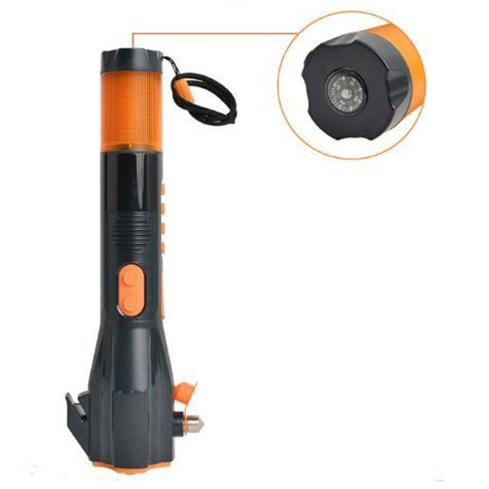 ATLI ATJS-1042 Car Emergency Multifunctional safety hammer flashlight Rescue Escape Hand Torch Light Strong Long Range LED Flashlight