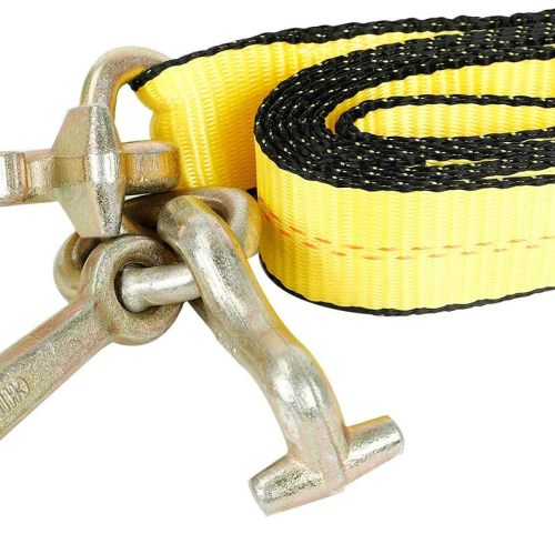 4Pcs 2" x 8' Truck Winch Tie Down Straps with RTJ Cluster Hook Heavy Duty Webbing Complete RTJ Strapes 3 Chain Link RTJ Cluster Hook Towing Truck Anchor Wrecker Tie Down