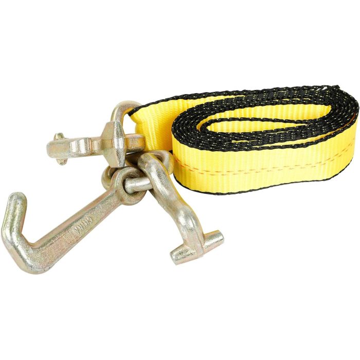 4Pcs 2" x 8' Truck Winch Tie Down Straps with RTJ Cluster Hook Heavy Duty Webbing Complete RTJ Strapes 3 Chain Link RTJ Cluster Hook Towing Truck Anchor Wrecker Tie Down