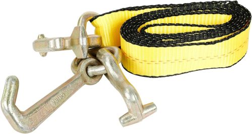 4Pcs 2" x 8' Truck Winch Tie Down Straps with RTJ Cluster Hook Heavy Duty Webbing Complete RTJ Strapes 3 Chain Link RTJ Cluster Hook Towing Truck Anchor Wrecker Tie Down