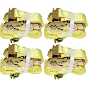 2” x 12’ E Track Ratchet Straps – Enclosed Trailer Tie Down & Dry Van Cargo Straps – Standard E Track Spring Fittings or Connectors – Heavy Duty Steel Ratchet & Polyester Webbing (4 Pack)