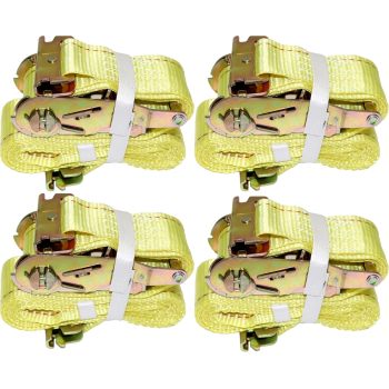 2” x 12’ E Track Ratchet Straps – Enclosed Trailer Tie Down & Dry Van Cargo Straps – Standard E Track Spring Fittings or Connectors – Heavy Duty Steel Ratchet & Polyester Webbing (4 Pack)