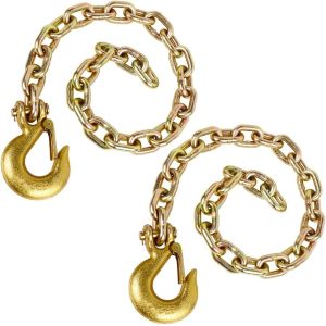 1/4" x 36"Grade 70 Trailer Safety Chain with Clevis Style Slip Hook 12600 lbs Break Strength 2 Pcs (1/4" x 36")