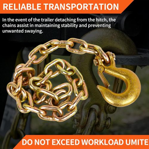 1/4" x 36"Grade 70 Trailer Safety Chain with Clevis Style Slip Hook 12600 lbs Break Strength 2 Pcs (1/4" x 36")