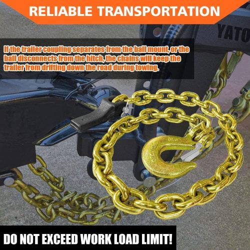 1/4" x 36"Grade 70 Trailer Safety Chain with Clevis Style Slip Hook 12600 lbs Break Strength 2 Pcs (1/4" x 36")