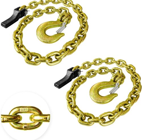 1/4" x 36"Grade 70 Trailer Safety Chain with Clevis Style Slip Hook 12600 lbs Break Strength 2 Pcs (1/4" x 36")