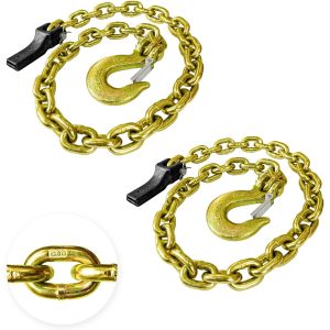 1/4" x 36"Grade 70 Trailer Safety Chain with Clevis Style Slip Hook 12600 lbs Break Strength 2 Pcs (1/4" x 36")