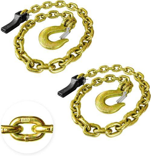 1/4" x 36"Grade 70 Trailer Safety Chain with Clevis Style Slip Hook 12600 lbs Break Strength 2 Pcs (1/4" x 36")