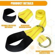 12 Pack Tow Truck Straps Lasso Wheel Lift Straps Lasso Tow Strap with D Ring 11, 000 Lbs Break Strength Auto Tie Down Auto Hauler for Trailer Tow Truck Tie(2'' X 8',Yellow)